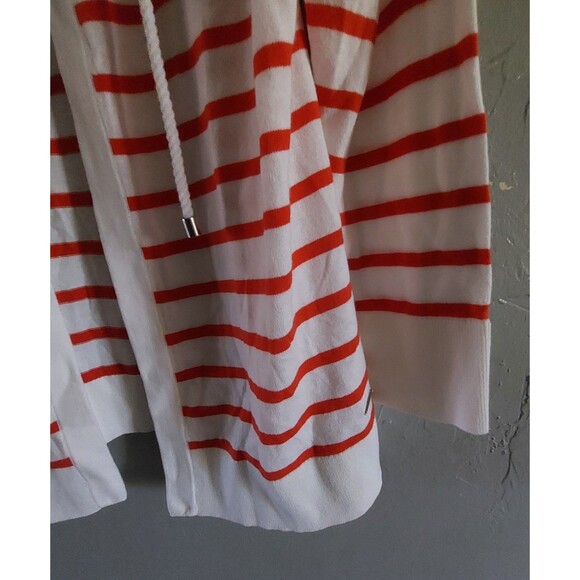 Nautica Women’s Open Front Cardigan Hoodie 100% Cotton Red White Striped XL - Picture 9 of 10